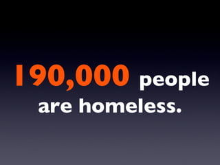 190,000   people are homeless. 