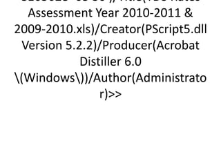 8165628+05'30')/Title(TDS Rates
  Assessment Year 2010-2011 
2009-2010.xls)/Creator(PScript5.dll
 Version 5.2.2)/Producer(Acrobat
            Distiller 6.0
(Windows))/Author(Administrato
                r)
 