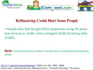Refinancing Could Hurt Some People
• People who had bought their properties using 35 years
loan tenure or under a less str...