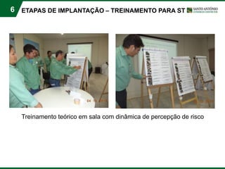 6
Treinamento teórico em sala com dinâmica de percepção de risco
ETAPAS DE IMPLANTAÇÃO – TREINAMENTO PARA ST
 