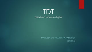 TDT
Televisión terrestre digital
MANUELA DEL PILAR PEÑA FANDIÑO
ONCE B
 