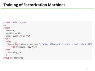 42
Training	of	Factorization	Machines
 