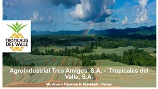 Agroindustrial Tres Amigos, S.A. - Tropicales del
Valle, S.A.
Mr. Alvaro Figueroa S. President / Owner
 