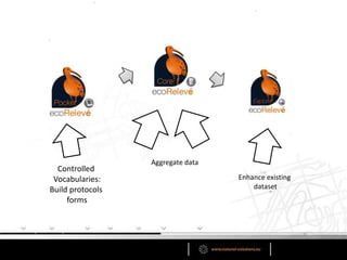 Aggregate data
  Controlled
 Vocabularies:                     Enhance existing
Build protocols                        dataset
     forms
 