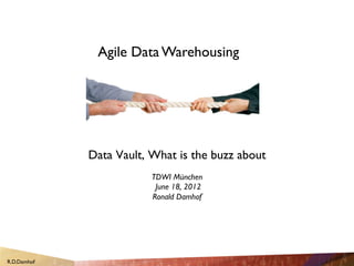 Agile Data Warehousing	





                Data Vault, What is the buzz about	

                                    	

                             TDWI München	

                              June 18, 2012	

                             Ronald Damhof	





R.D.Damhof	

 