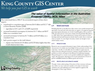 The value of Spatial Information in the Australian
Economy (2008): ACIL-Allen
 