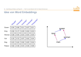 Prof. Dr. Jens Albrecht, Prof. Dr. Roland Zimmermann
Text Mining mit Python und Power BI
35
Idee von Word Embeddings
 