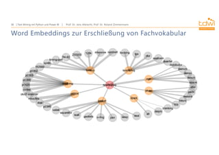 Prof. Dr. Jens Albrecht, Prof. Dr. Roland Zimmermann
Text Mining mit Python und Power BI
38
Word Embeddings zur Erschließung von Fachvokabular
 
