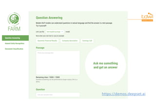 Prof. Dr. Jens Albrecht, Prof. Dr. Roland Zimmermann
Text Mining mit Python und Power BI
41
https://demos.deepset.ai
 