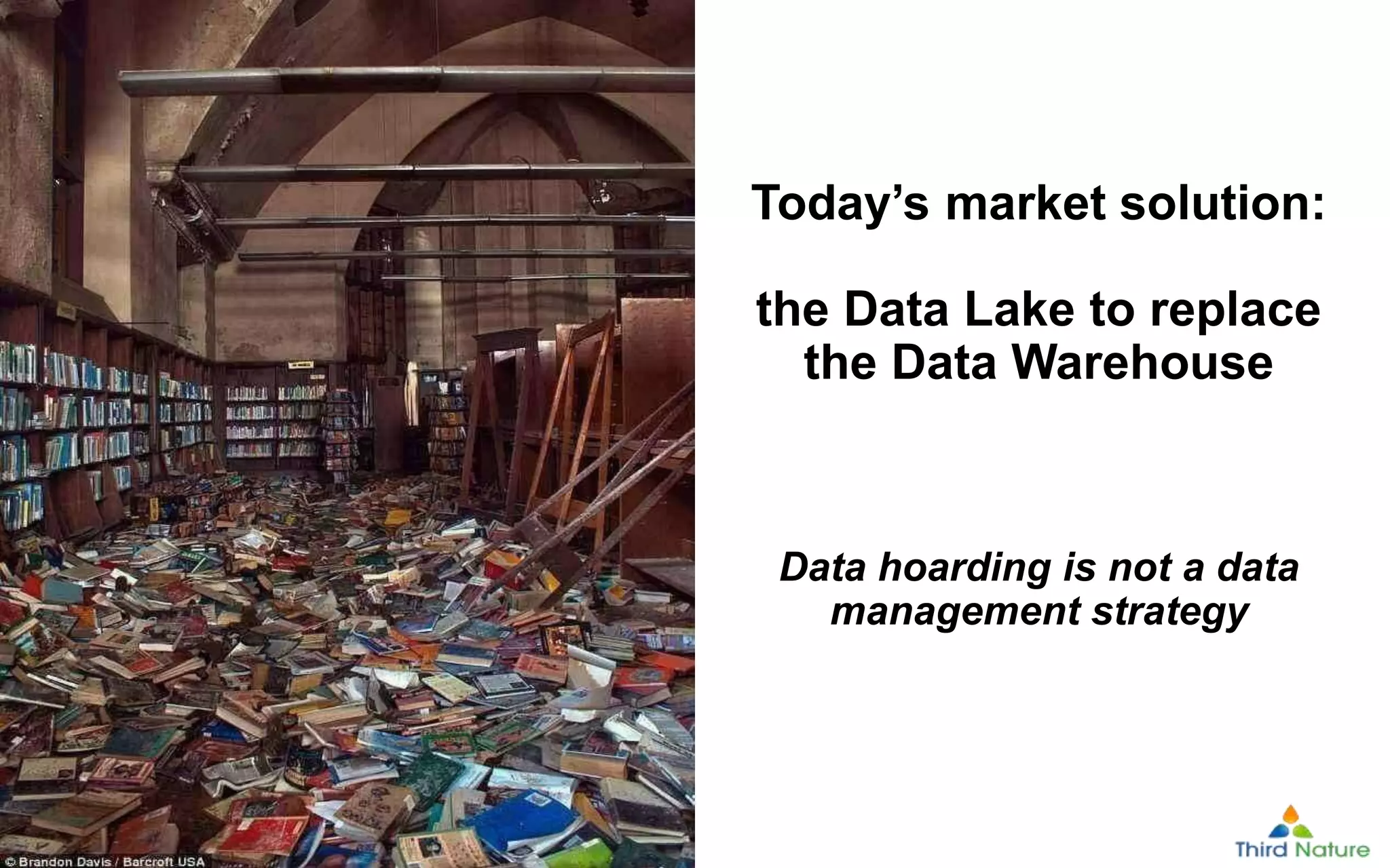© Third Nature Inc.
Today’s market solution:
the Data Lake to replace
the Data Warehouse
Data hoarding is not a data
management strategy
 