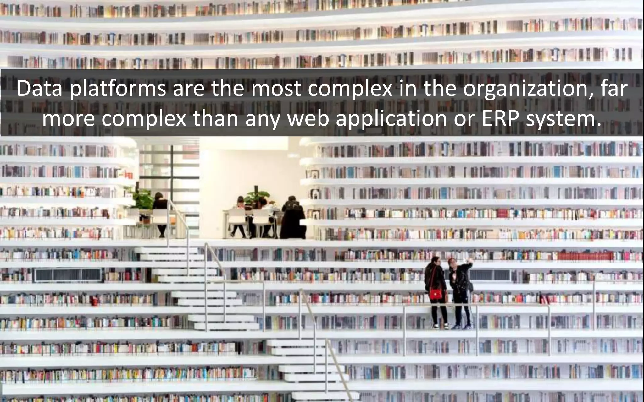 Copyright Third Nature, Inc.
Data platforms are the most complex in the organization, far
more complex than any web application or ERP system.
 
