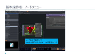 基本操作⑧ ノードメニュー
ノードの上で右クリック
→ノード操作のためのメニューが表示される
 