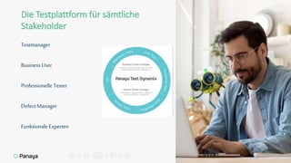 4
Die Testplattform für sämtliche
Stakeholder
Testmanager
Business User
Professionelle Tester
Defect Manager
Funktionale Experten
 