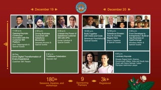 December 19 December 20
180+
Sessions, theatres, and
workshops
9
Sponsoring
Partners
3k+
Registered
 