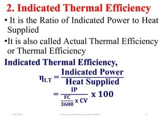 Ip Indicated Power Thermal Engineering-I Unit 4 PPT - Performance of IC Engines PPT N ...