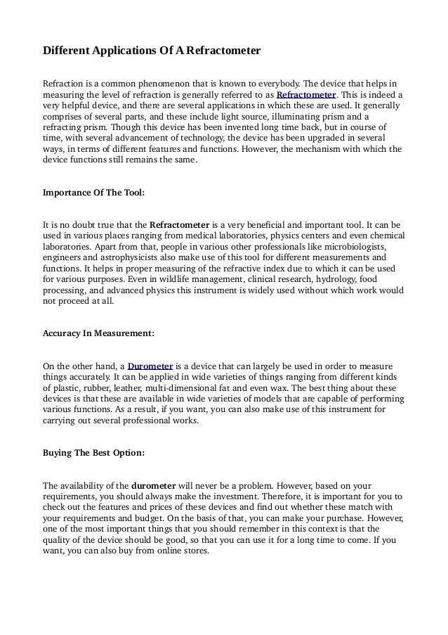 Different Applications Of A Refractometer