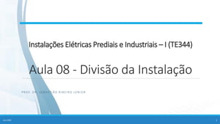 Instalações Elétricas Prediais e Industriais – I (TE344)
Aula 08 - Divisão da Instalação
PROF. DR. SEBASTIÃO RIBEIRO JÚNIOR
mar-2020 1
 