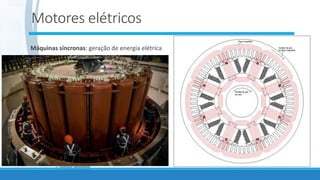 Motores elétricos
Máquinas síncronas: geração de energia elétrica
 