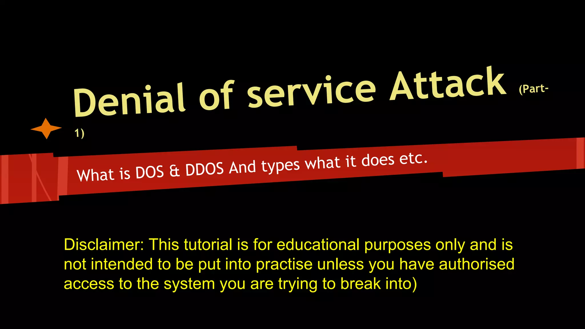 Denial of service attack | PPTX | Computer Networking | Computing