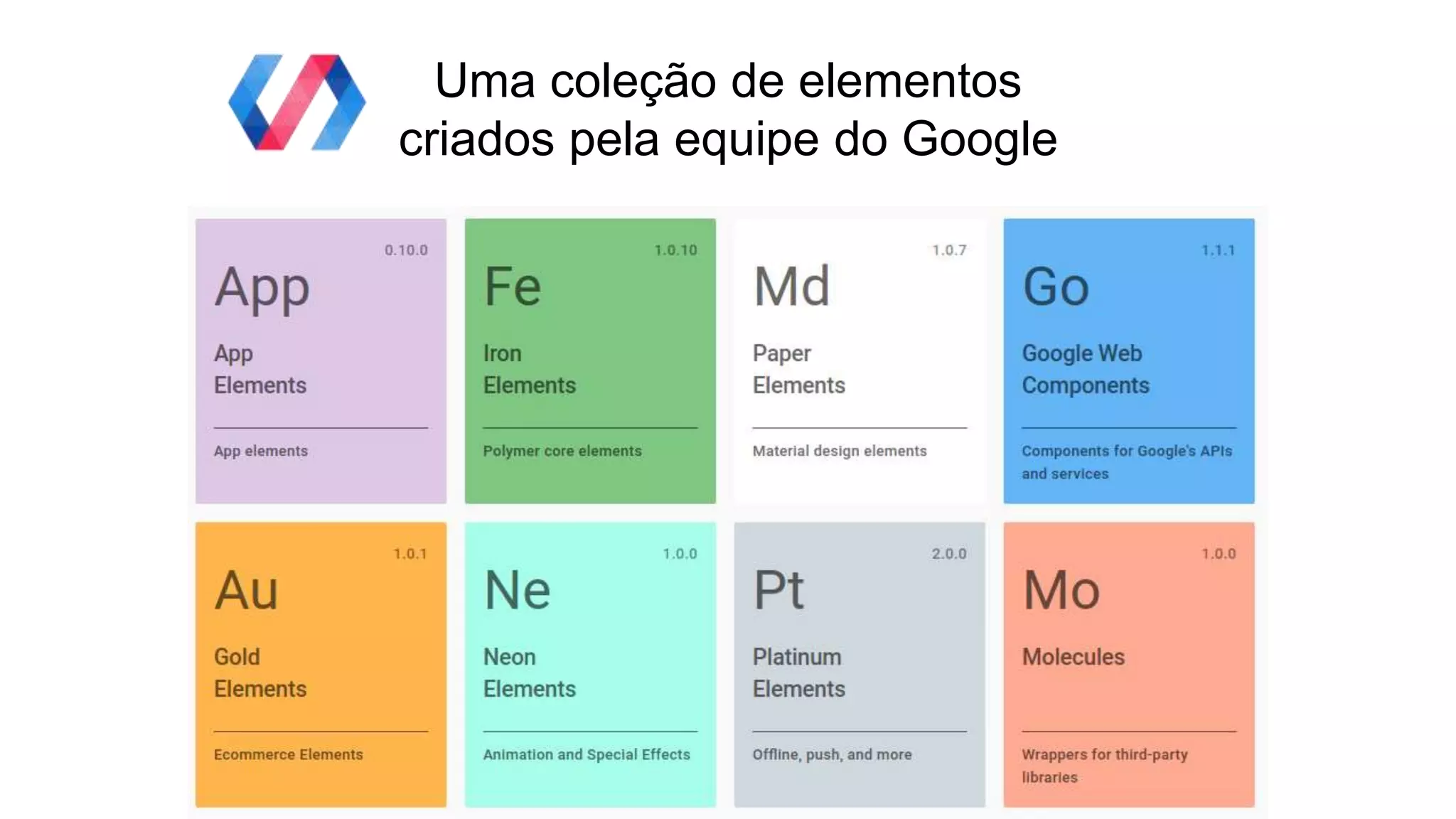 Uma coleção de elementos
criados pela equipe do Google
 