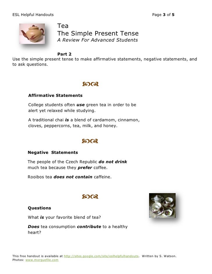 ESL Helpful HandoutsTea