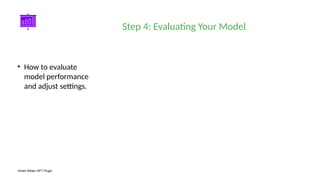 Smart Slides GPT Plugin
• How to evaluate
model performance
and adjust settings.
Step 4: Evaluating Your Model
 