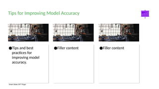 Smart Slides GPT Plugin
●Filler content
●Filler content
●Tips and best
practices for
improving model
accuracy.
Tips for Improving Model Accuracy
 