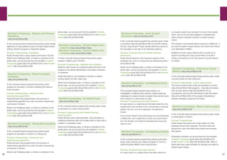 56 57
Barefoot Computing - Shapes and Flowers
Repetition
(http://bit.ly/CSScot109)
In this computer-based programming activity, pupils design
algorithms to draw patterns made of simple shapes before
writing a Scratch program to draw their shapes.
Process: Programming - Repetition
Pupils will learn about using repeat commands in Scratch
Stretch and Challenge tasks, or follow on activities for the
whole class, can be sourced from the excellent Creative
Computing guide (http://bit.ly/CSScot127) or the Scratch
cards (http://bit.ly/CSScot129).
Barefoot Computing - Fossil Formation
animation
(http://bit.ly/CSScot132)
In this computer-based programming activity pupils
program an animation in Scratch illustrating the steps in
fossil formation.
Process: Programming - sequences and
implementing algorithms
Pupils will learn that programming is the process of
implementing algorithms as code, and about sequencing
commands in Scratch.
Stretch and Challenge tasks, or follow on activities for the
whole class, can be sourced from the excellent Creative
Computing guide (http://bit.ly/CSScot127) or the Scratch
cards (http://bit.ly/CSScot129).
Barefoot Computing - Viking Raid animation
(http://bit.ly/CSScot133)
In this computer-based programming activity pupils
program an animation in Scratch of a Viking raid.
Process: Programming - sequences and
implementing algorithms
Pupils will learn that programming is the process of
implementing algorithms as code, and about sequencing
commands in Scratch.
Stretch and Challenge tasks, or follow on activities for the
whole class, can be sourced from the excellent Creative
Computing guide (http://bit.ly/CSScot127) or the Scratch
cards (http://bit.ly/CSScot129).
Barefoot Computing - Scratch Maths Quiz
- selection (http://bit.ly/CSScot134a)
Barefoot Computing - Scratch Maths Quiz
- variables (http://bit.ly/CSScot134b)
In these computer-based programming activity pupils
program a Maths quiz in Scratch.
Process: Programming - selection and variables
Selection (also known as conditions) allows the flow of the
program to be altered depending on the player’s answers
to questions.
Pupils then learn to use variables in Scratch to make a
scoring system for their maths quiz.
Stretch and Challenge tasks, or follow on activities for the
whole class, can be sourced from the excellent Creative
Computing guide (http://bit.ly/CSScot127) or the Scratch
cards (http://bit.ly/CSScot129).
Barefoot Computing - Animated Poem
(http://bit.ly/CSScot136)
In this computer-based programming activity pupils create
an animation of a poem using Scratch.
Process: Programming and Problem Solving -
Decomposition
Pupils will learn about decomposition. Decomposition is
breaking something down into smaller parts to help solve a
problem or undertake a task.
Stretch and Challenge tasks, or follow on activities for the
whole class, can be sourced from the excellent Creative
Computing guide (http://bit.ly/CSScot127) or the Scratch
cards (http://bit.ly/CSScot129).
a computer system and converts it for use in the outside
world, such as sound (with speakers or headphones),
vision (using a computer monitor) or motion (using a
motor)
This activity is not possible without access to a WeDo kit. If
you want to explore output devices and motors then Ohbot
is an alternative to WeDo.
Speakers are also output devices and it is quite fun to
explore recording and using sound effects in Scratch
(using a microphone as an input device to record speech
or noises).
Barefoot Computing - Classroom Sound
Monitor (http://bit.ly/CSScot118)
In this computer-based programming activity pupils create
a sound monitor for their classroom.
Process: Programming - control using sensors
The sound monitors they create are examples of control
(http://bit.ly/CSScot140) programs – they take information
from an input sensor (http://bit.ly/CSScot141) (a
microphone), and use this information to alter the output
(http://bit.ly/CSScot142) of the program (displaying a
warning message if pupils are too noisy).
Barefoot Computing - Make a Game project
(http://bit.ly/CSScot143)
In this computer-based programming activity pupils create
a simple game in Scratch.
Process: Programming
Pupils design their game and create artwork for their
background and main character. They then write and
debug their code, and finally they present and evaluate
their games.
Preparation activities can be sourced from the excellent
Creative Computing guide (http://bit.ly/CSScot127)
or the Scratch cards (http://bit.ly/CSScot129). Both of
these sites have useful activities for learning core skills for
Scratch game design.
Barefoot Computing - Solar System
Simulation (http://bit.ly/CSScot137)
In this computer-based programming activity pupils create
a simulation (http://bit.ly/CSScot139) of the Earth orbiting
the Sun using Scratch. Pupils decide what the purpose of
the simulation is and who is the intended audience.
Process: Programming and Problem Solving -
Abstraction
Pupils decide what the most important aspects of the
simulation are, and in so doing they are abstracting (http://
bit.ly/CSScot138).
Stretch and Challenge tasks, or follow on activities for the
whole class, can be sourced from the excellent Creative
Computing guide (http://bit.ly/CSScot127) or the Scratch
cards (http://bit.ly/CSScot129).
Barefoot Computing - Investigating Inputs
(http://bit.ly/CSScot116)
This computer-based programming activity is an
investigation of different input devices, where pupils are
challenged to create a Scratch program that uses the input
from a device in a short piece of code.
Process: Programming and Input devices
An input device is a digital device that takes data from the
outside world and converts it into a format that a computer
system can use, such as a keyboard, microphone or
mouse.
If your school doesn’t have technology such as picoboards
or WeDo kits, don’t forget that a mouse is an input device
too! The Scratch commands for following the mouse are
quite fun too!
Barefoot Computing - Investigating Outputs
(http://bit.ly/CSScot117)
In this computer-based programming activity pupils learn
about output devices and create a program to control a
LEGO Education WeDo motor using Scratch.
Process: Programming output devices
An output device is a digital device that takes data from
 