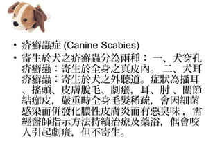 ? _x֢ (Canine Scabies) 
? Ȯ֮_x֞ɷN һȮ
_xȫ֮Ƥȡ Ȯ
_xȮ֮ ֢ɦ
u^ƤwÓëW P
YƤؕrȫëϡ裬򼚾
ȾlēƤw׶Аζ 
tָʾmίˎԡżҧ
W
 