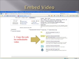 1.  Copy the code for embeddable video 