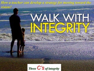 How a teacher can develop a strategy for moving toward the
vision?
Three C’s of integrity
 