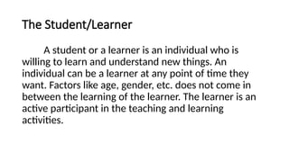 The Dynamic Roles of Teachers and Students in Effective Learning ...