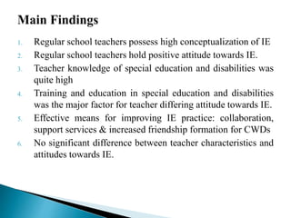 Teacher attitude towards inclusive education copy | PPT