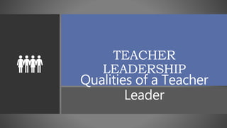 TEACHER
LEADERSHIP
Qualities of a Teacher
Leader
 