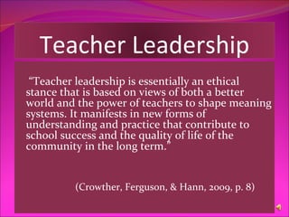 Teacher leadership in the minds of teachers | PPT