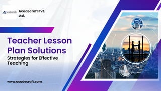 Teacher Lesson Plan Solutions: Strategies for Effective Teaching | PDF