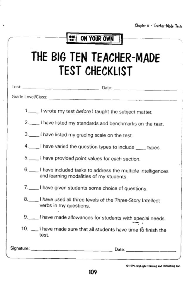 Teacher made tests
