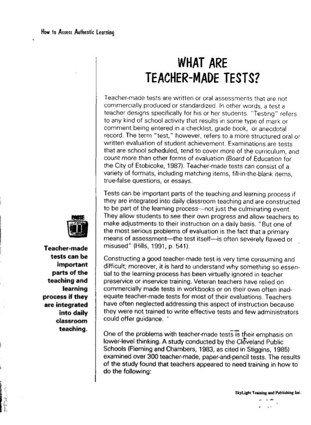 Teacher made tests