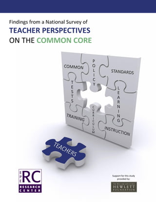Findings  from  a  National  Survey  of    
TEACHER  PERSPECTIVES  
ON  THE  COMMON  CORE    




                                              Support  for  this  study  
                                                  provided  by:  
 
