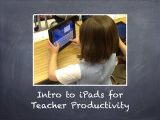 Intro to iPads for
Teacher Productivity
 
