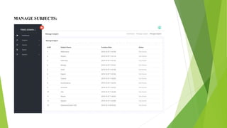 MANAGE SUBJECTS:
 