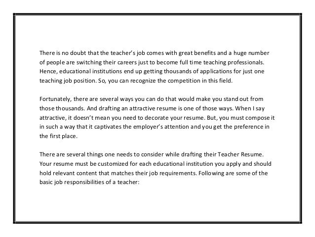 teacher resume pdf