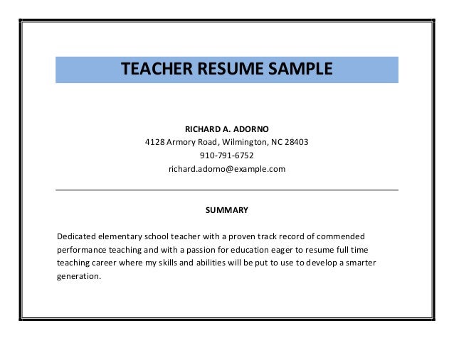 teacher resume pdf