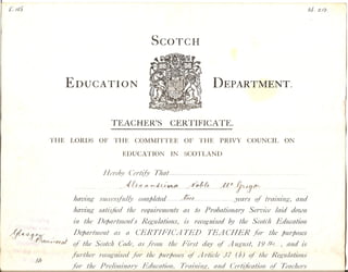 Teacher's certificate