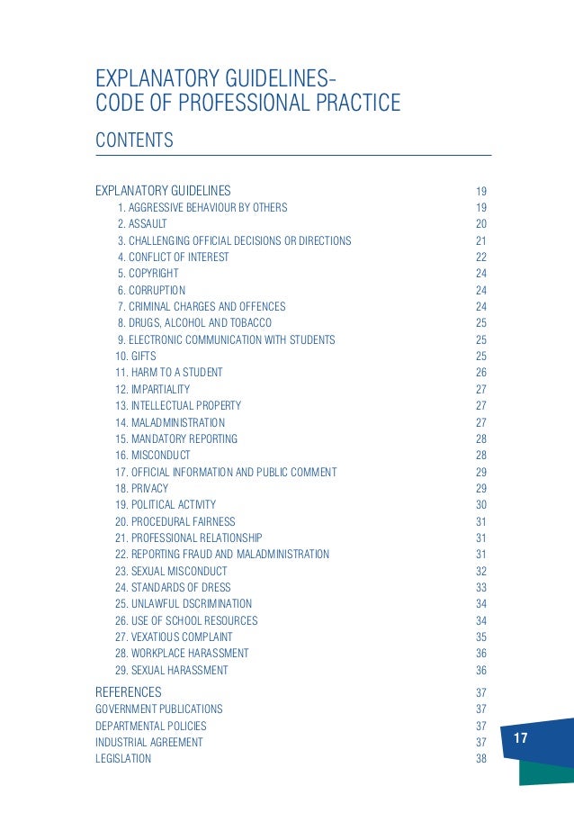 Teachers code of professional practice