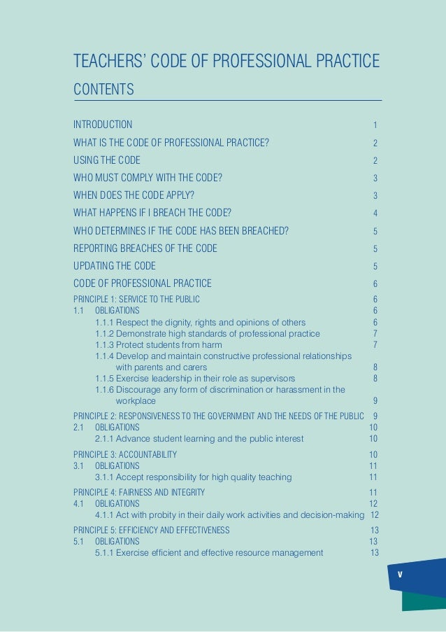 Teachers code of professional practice