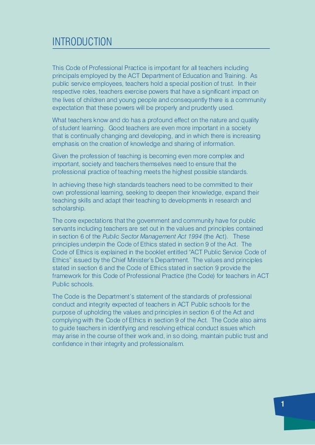 Teachers Code Of Professional Practice