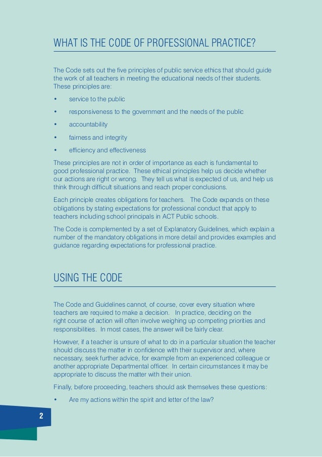 Teachers Code Of Professional Practice Teachers Code Of Professional Practice