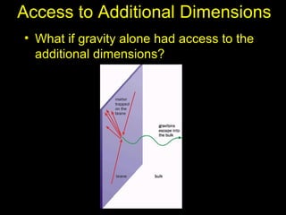 Access to Additional Dimensions
• What if gravity alone had access to the
  additional dimensions?
 