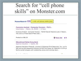 Search for “cell phone  skills” on Monster.com  